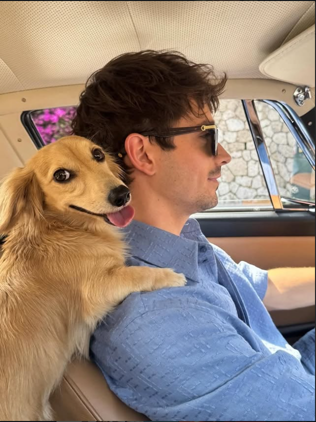 Charles Leclerc with his dog Leo