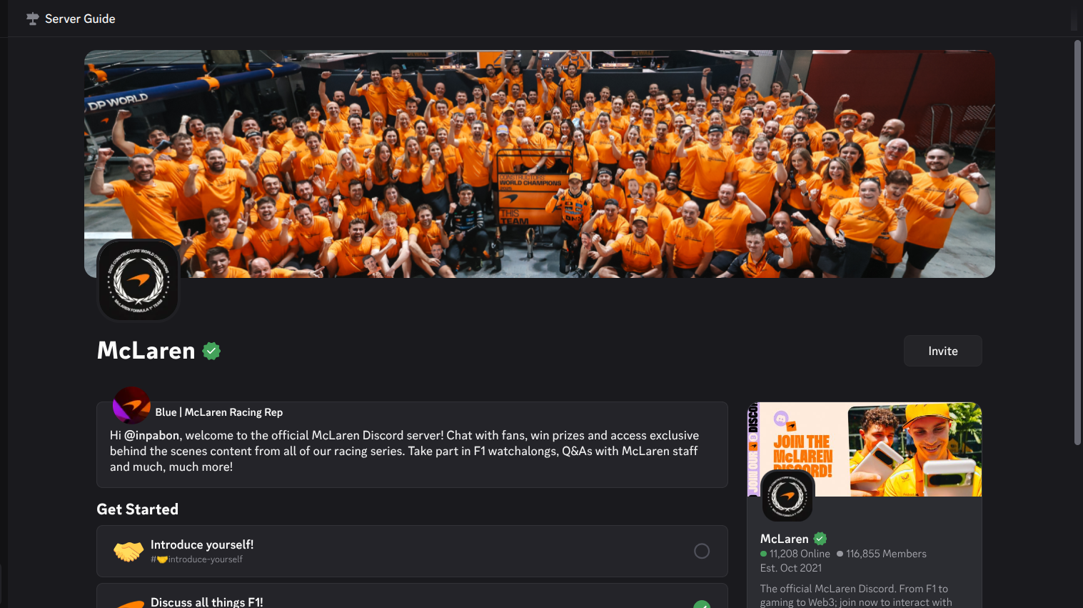 McLaren Discord promo